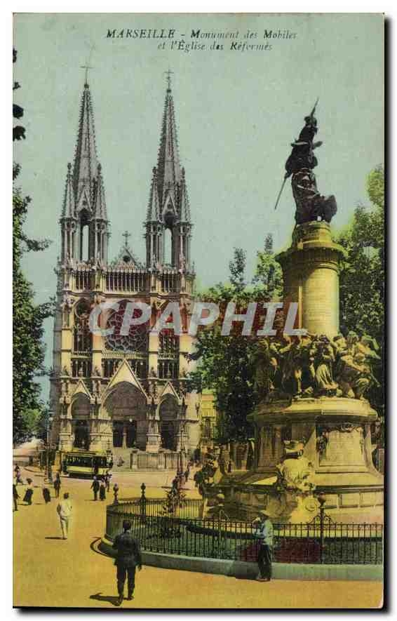CPA Marseille Monument des Mobiles et l'Eglise des Reformes