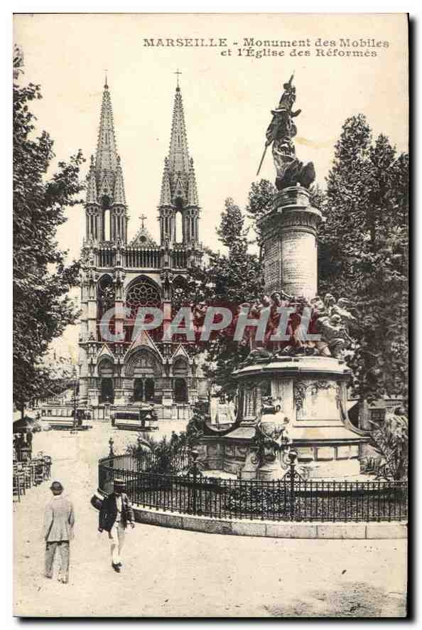 CPA Marseille Monument des Mobiles et l'Eglise des Reformes