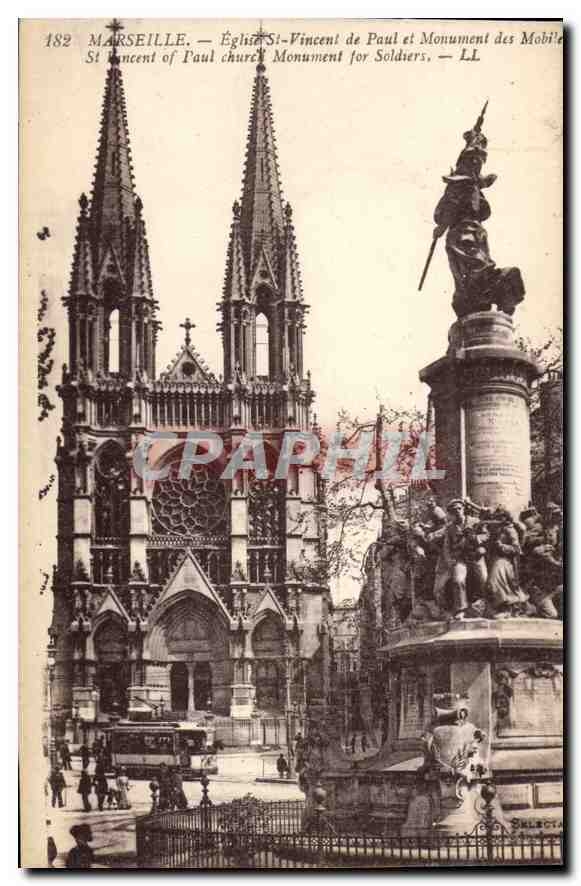 CPA Marseille Eglise St Vincent de Paul et Monument de Mobiles