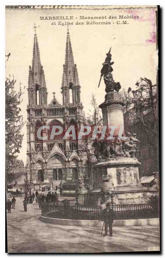 CPA Marseille Monument des Mobiles et Eglise des Reformes