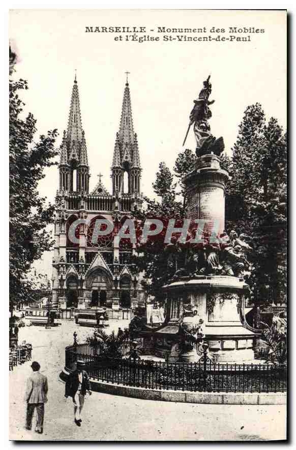 CPA Marseille Monuement des Mobiles et l'Eglise St Vincent de Paul