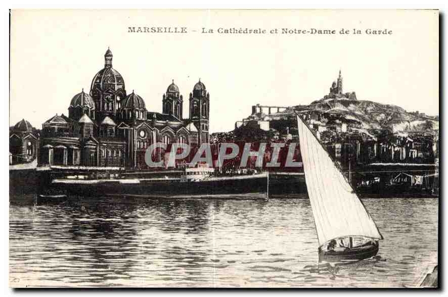 CPA Marseille La Cathedrale et Notre Dame de la Garde