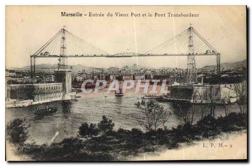 CPA Marseille Entree du Vieux Port et le Pont Transbordeur