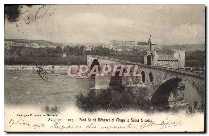 CPA Tarascon (B du R) Pont St Benezet et Chapelle Saint Nicolas