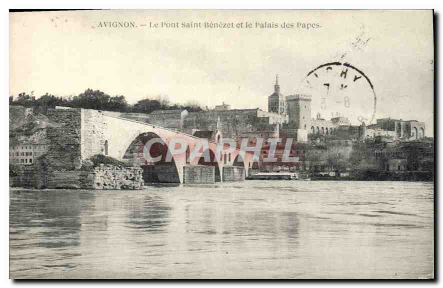 CPA Avignon (Vaucluse) Le Pont Saint Benezet et le Palais des Papes
