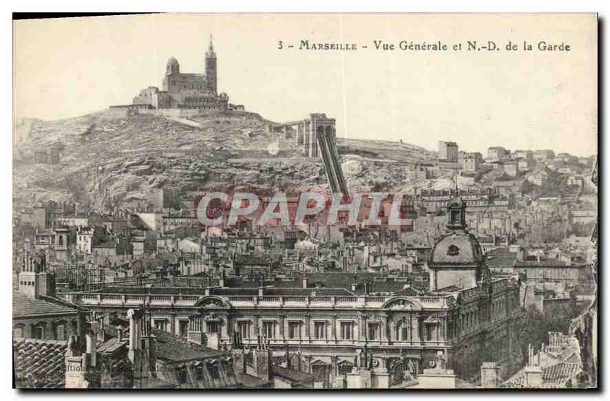 CPA Marseille vue generale et N D de la Garde 