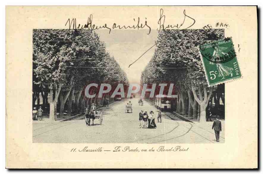 CPA Marseille le Prado vu du Rond Point Tramway