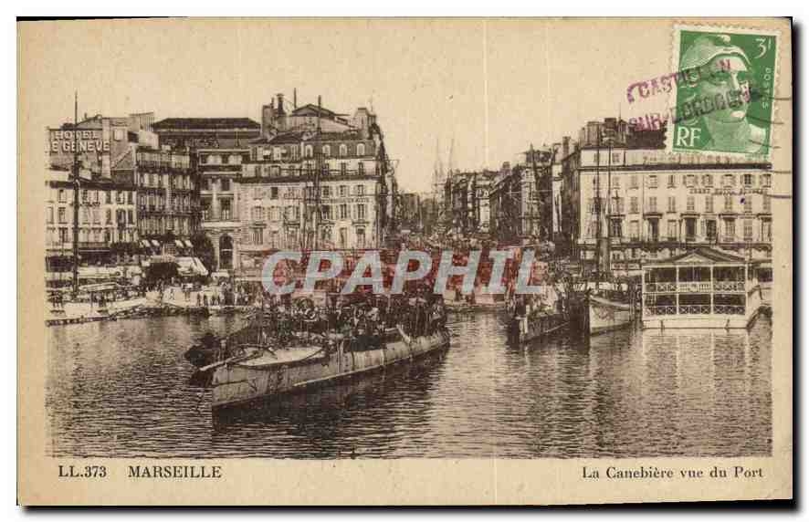 CPA Marseille la canebiere vue du port Bateaux