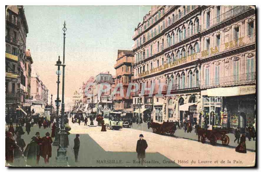 CPA Marseille rue Noailles grand hotel du Louvre et de la Paix 