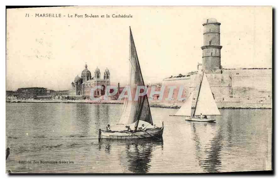 CPA Marseille le Fort St Jean et la Cathedrale 