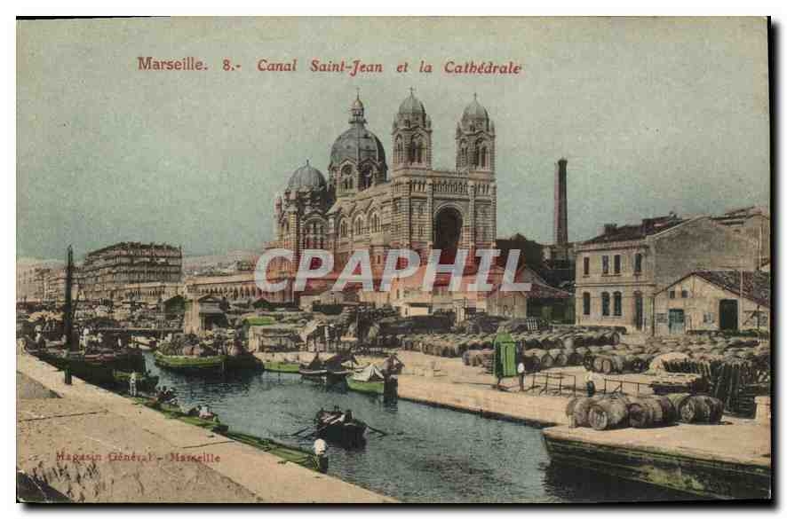 CPA Marseille Canal Saint Jean et la Cathedrale 