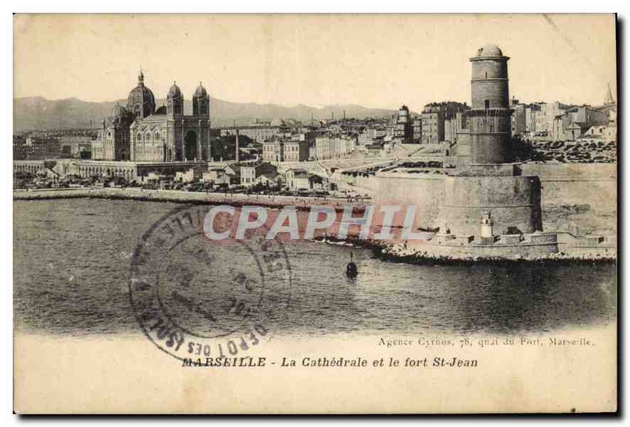CPA Marseille la cathedrale et le Fort St Jean