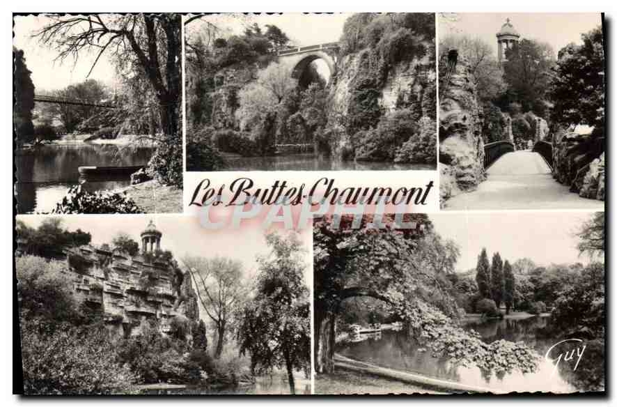 CPA Paris et ses Merveilles les Buttes Chaumont un Coin du Parc le Lac et Pont la Passerelle suspend