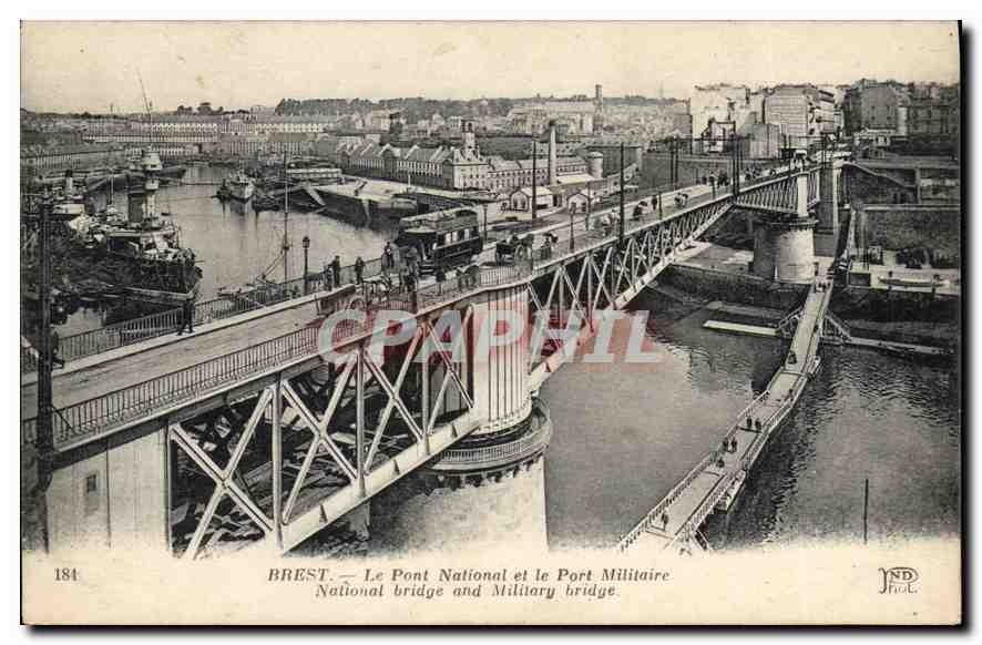 CPA Brest Le Pont National et le Port Militaire