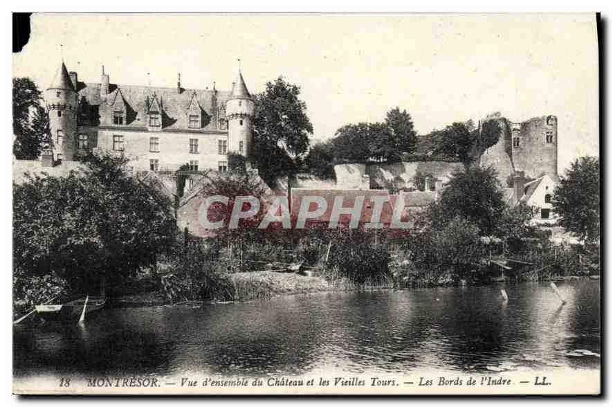 CPA Montresor Vue d'Ensemble du Chateau et les Vieilles Tours Les Bords de l'Indre 