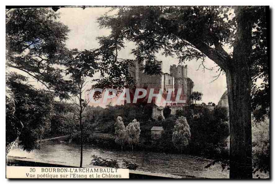 CPA Bourbon L'Archambault Vue poetique sur l'Etang et le Chateau 