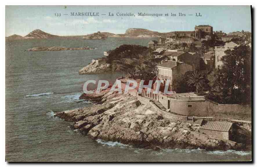 CPA Marseille La Corniche Malmousque et les Iles 