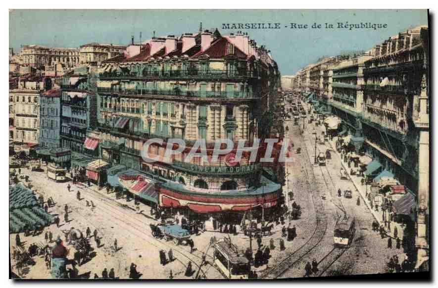 CPA Marseille Rue de la Republique Tramways