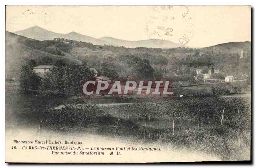 CPA Cambo les Thermes B P Le noureau Pont et les Montagnes Vue prise du Sanatorium 