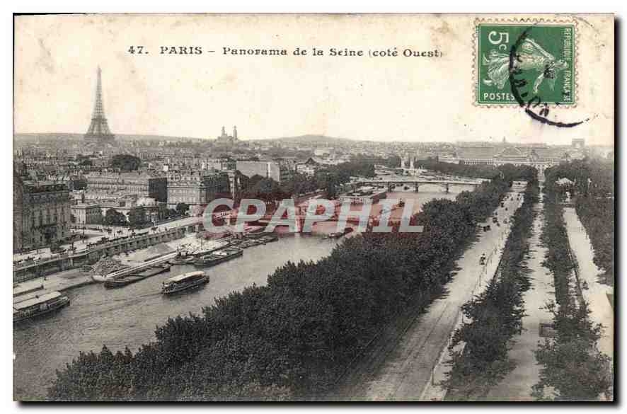 CPA Paris Panorama de la Seine cote Ouest Tour Eiffel