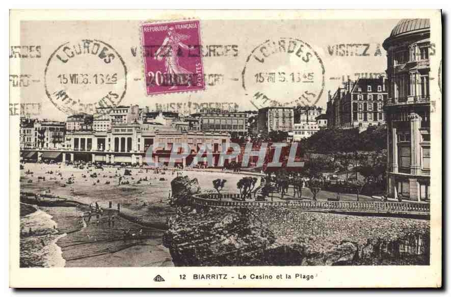 CPA Biarritz Le Casino et la Plage 