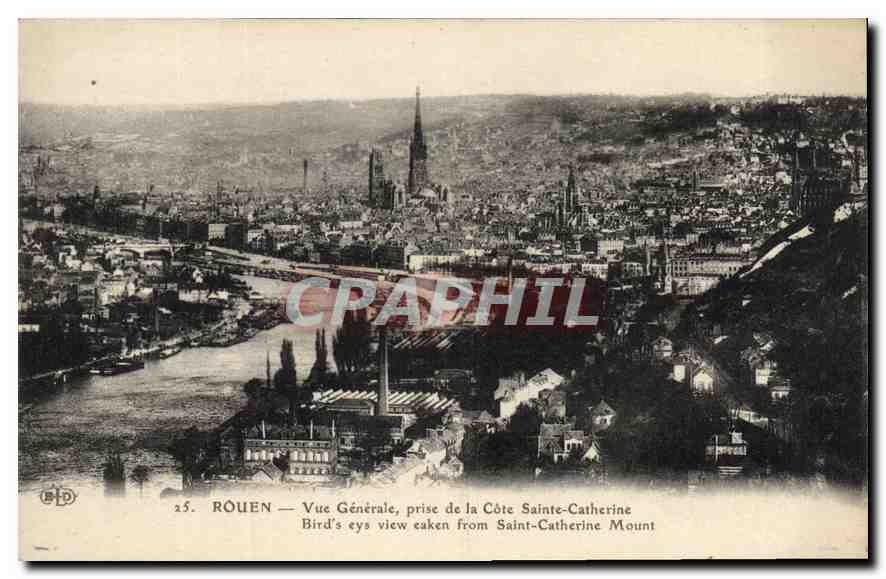 CPA Rouen Vue Generale prise de la Cote Sainte Catherine 