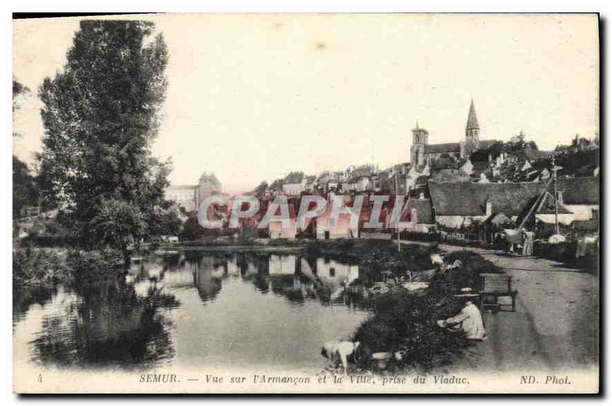 CPA Semur Vue sur l'Armancon et la Ville prise du Viaduc