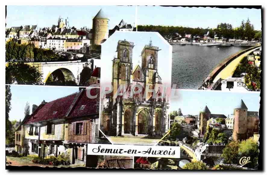 CPA Semur en Auxois Le Pont Joly Lac de Pont l'Eglise Notre Dame Vue generale