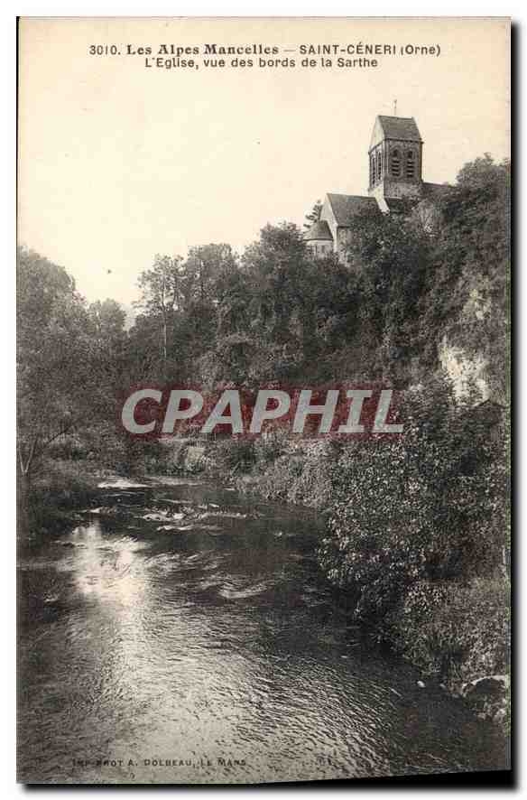 CPA Les Alpes Mancelles Saint Ceneri Orne L'Eglise vue des bords de la Sarthe