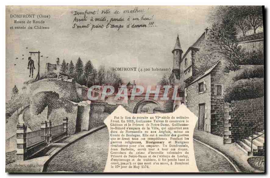 CPA Domfront Orne Route de Ronde et entree du Chateu