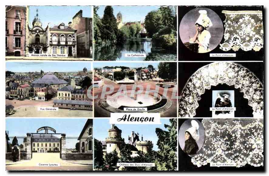 CPA Alencon Maison natale de Ste Therese La cathedrale Caserne Lyautey Point d'Alencon