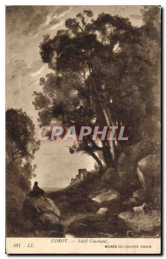 CPA Corot Soleil Couchant Musee du Louvre Paris