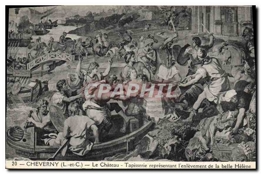 CPA Cheverny L et C Le Chateau Tapisserie representant l'envement de la belle Helene 
