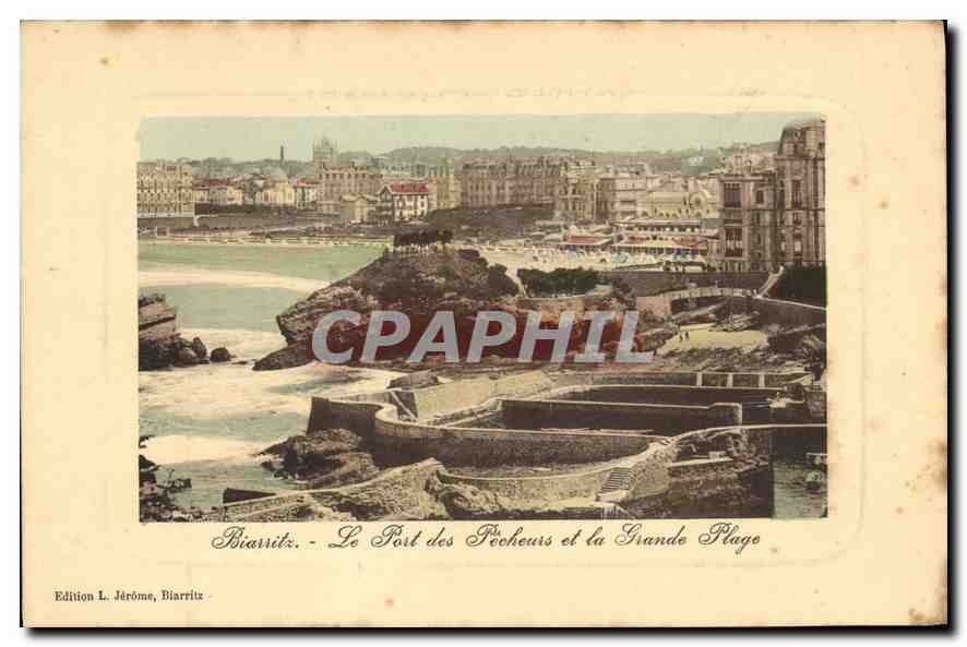 CPA Biarritz Le Port des Pecheurs et la Grande Plage 