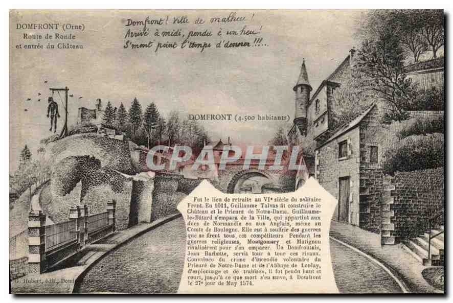 CPA Domfront Orne Route de Ronde et entree du Chateau 