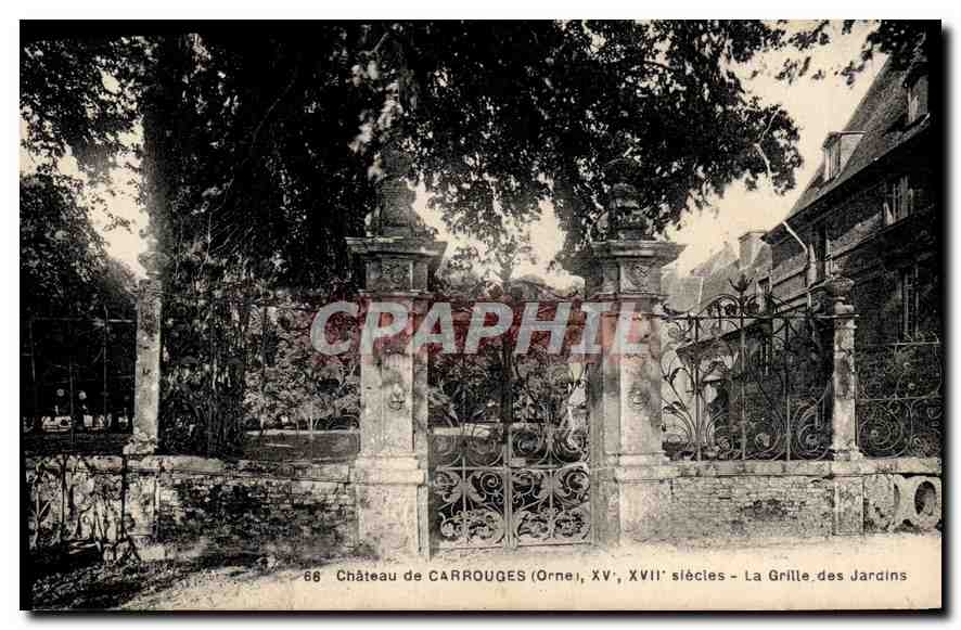 CPA Chateau de Carrouges Orne La Grille des Jardins 