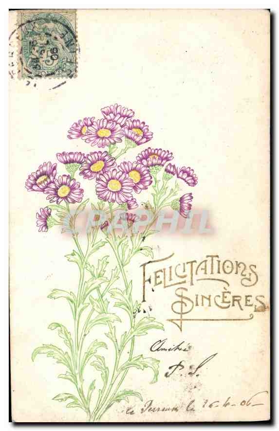 CPA Felicitations Sinceres Fleurs