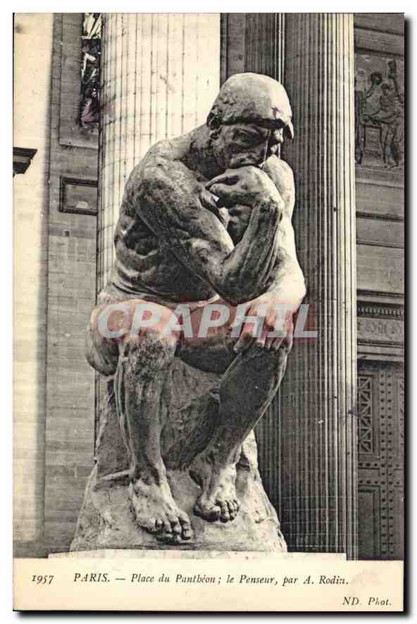 CPA Paris Place du Pantheon le Penseur par A Rodin