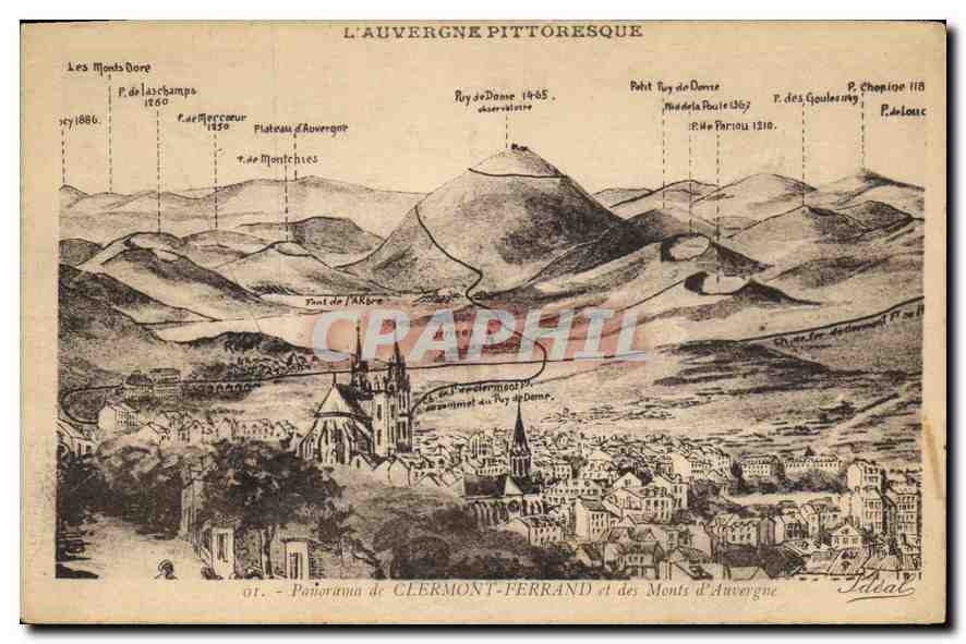 CPA Panorama de Clermont Ferrand et des Monts d'Auvergne