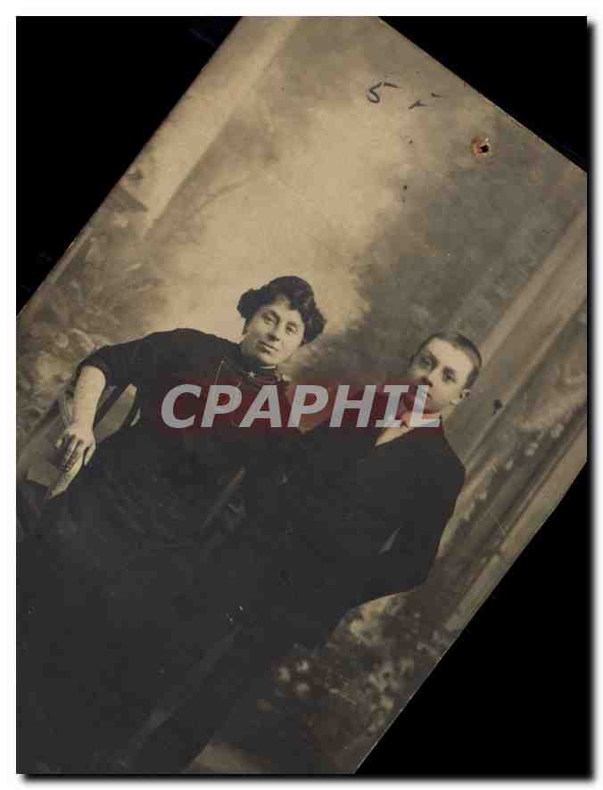 CARTE PHOTO Femme et jeune homme