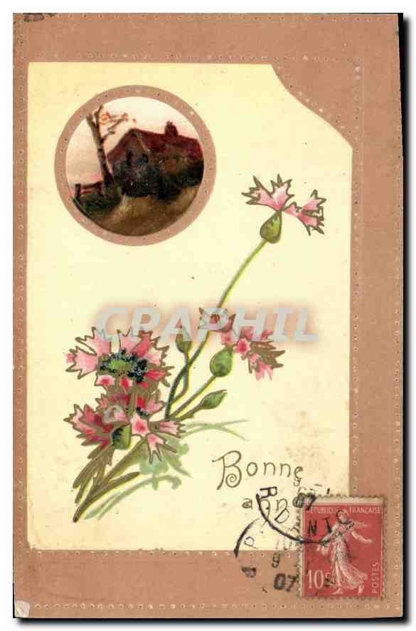 CPA Bonne annee Fleurs