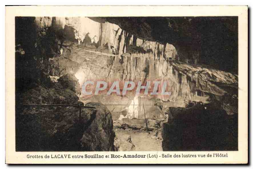 CPA Grottes de Lacave entree Souillac et Roc Amadour Lot Salle des lustres vue de l'Hotel 