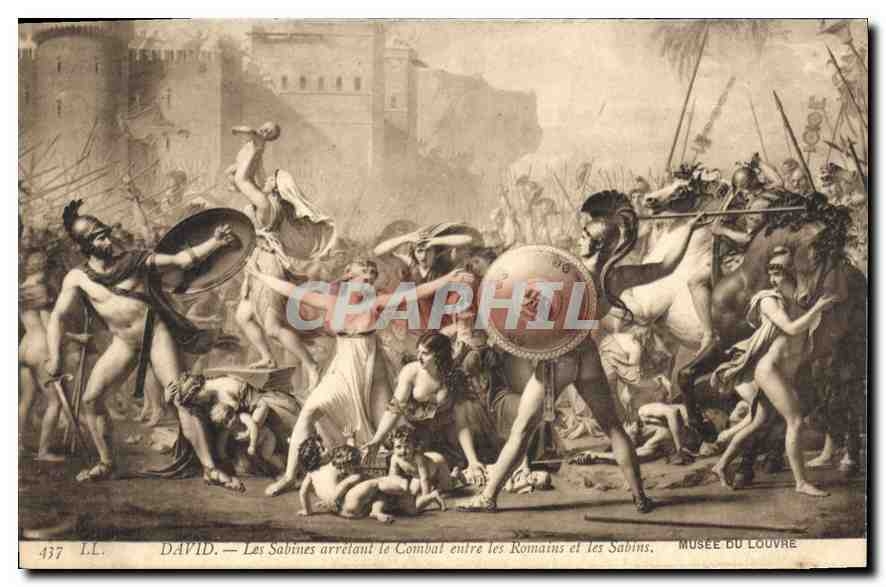 CPA David Les Sabines arretant le Combat entre les Romaines et les Sabins Musee du Louvre