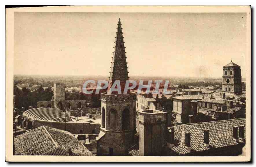 CPA Arles Bouches du Rhone Panorama Theatre Antique 