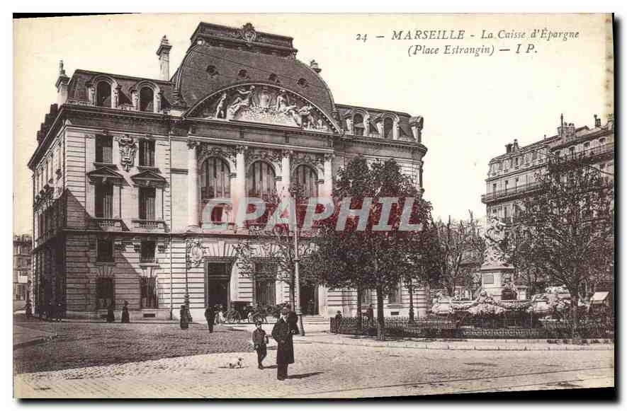 CPA Marseille La Caisse d'Epargne Place Estrangin