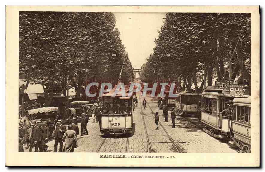 CPA Marseille Cours Belsunce Tramways