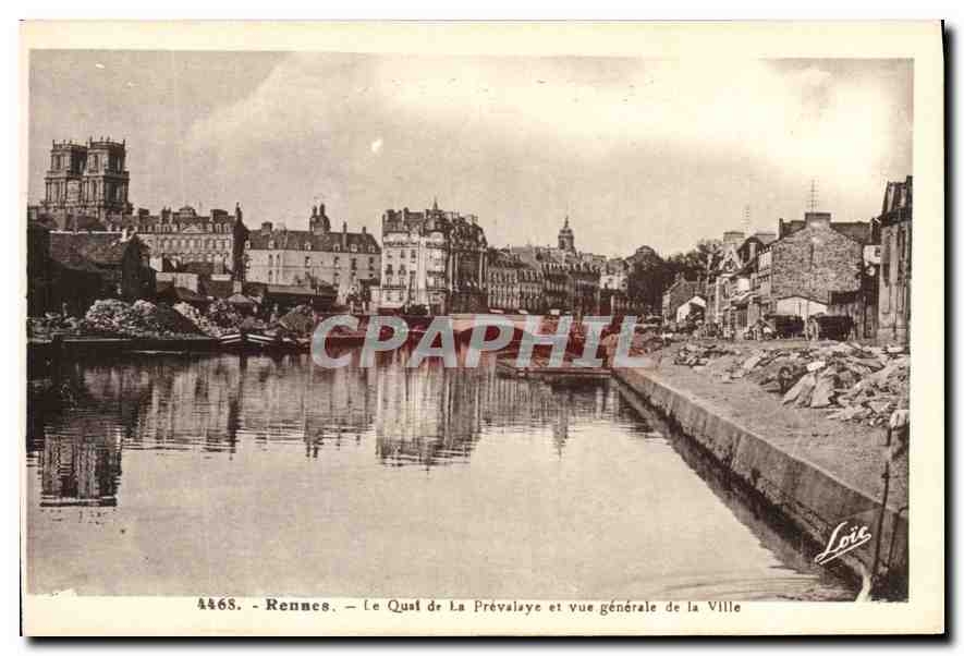 CPA Rennes Le Quai de la Prevayale et vue generale de la Ville