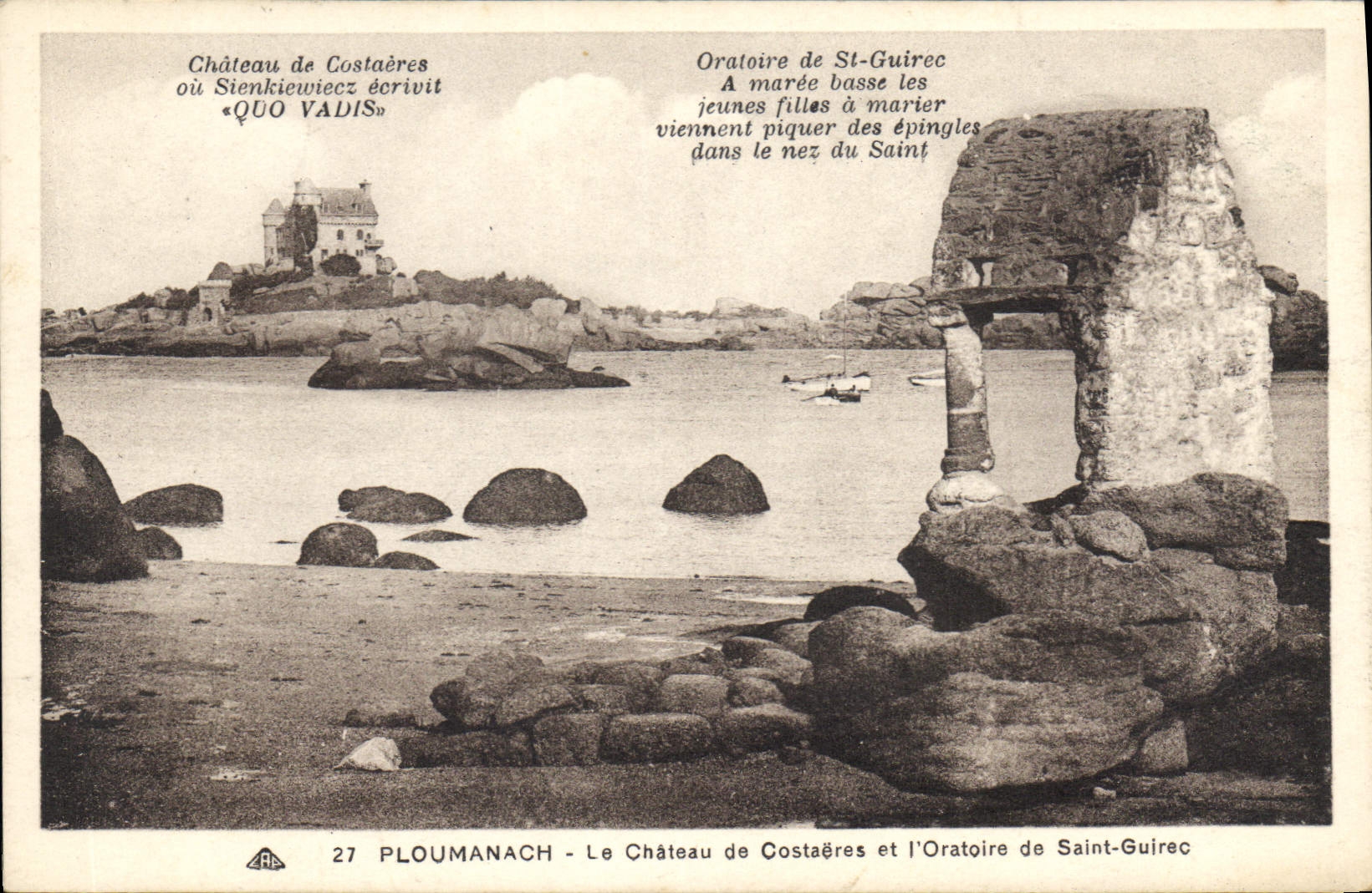 CPA Ploumanach le chateau de Costaeres et l'Oratoire de Saint Guirec