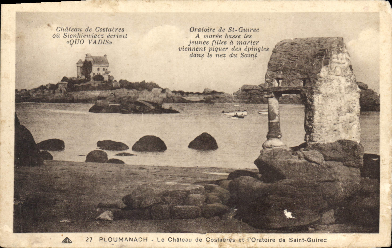 CPA Ploumanach le chateau de Costaeres et l'Oratoire de Saint Guirec