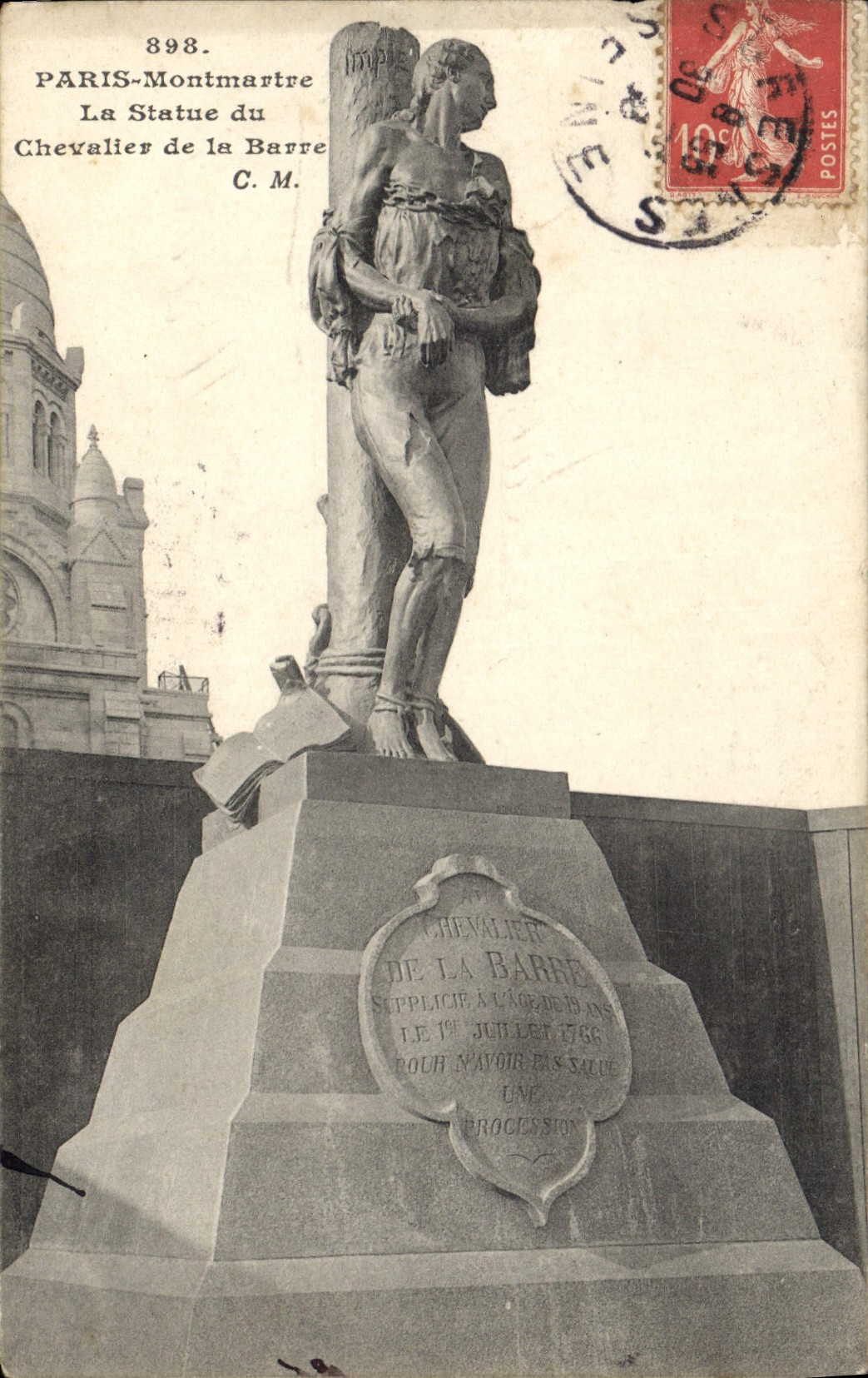 CPA Paris Montmartre La Statue du Chevalier de la Barre 